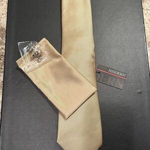 HISDERN Champagne Men's Tie Set